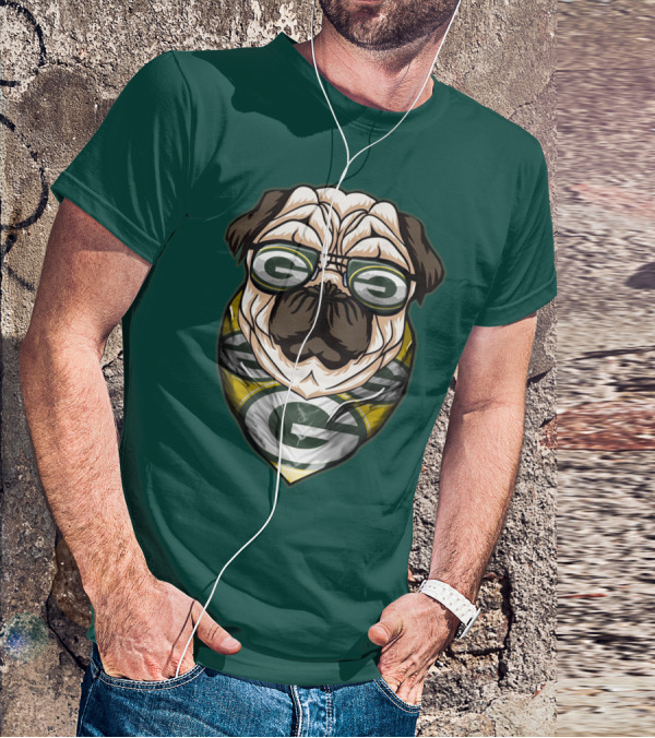 Green Bay Packers Pet Lover Pug Dog Football T-Shirt