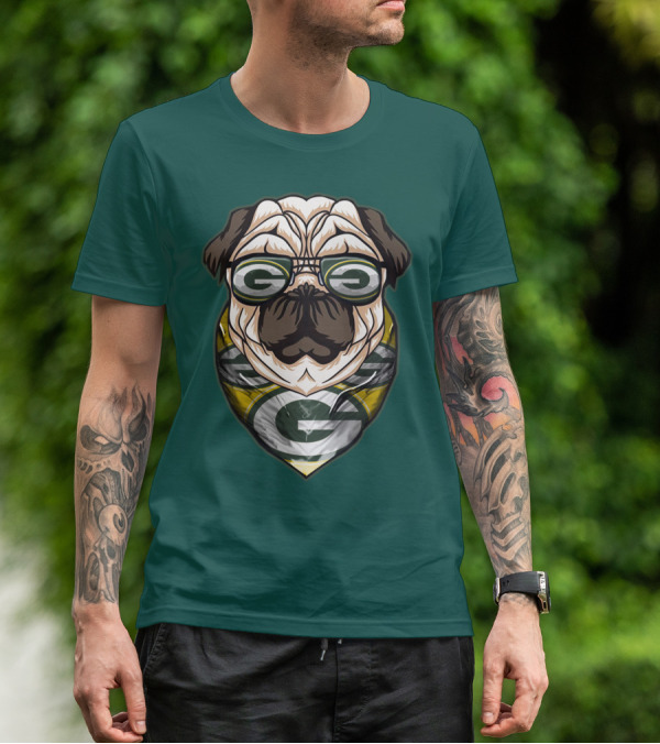 Green Bay Packers Pet Lover Pug Dog Football T-Shirt