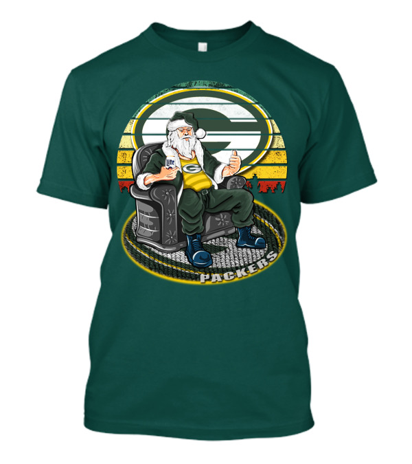 Green Bay Packers Santa Sitting With Beer T-Shirt