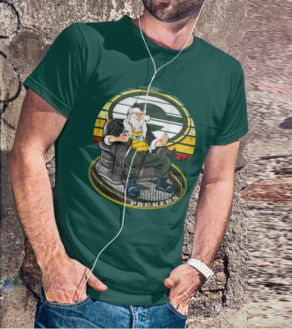 Green Bay Packers Santa Sitting With Beer T-Shirt