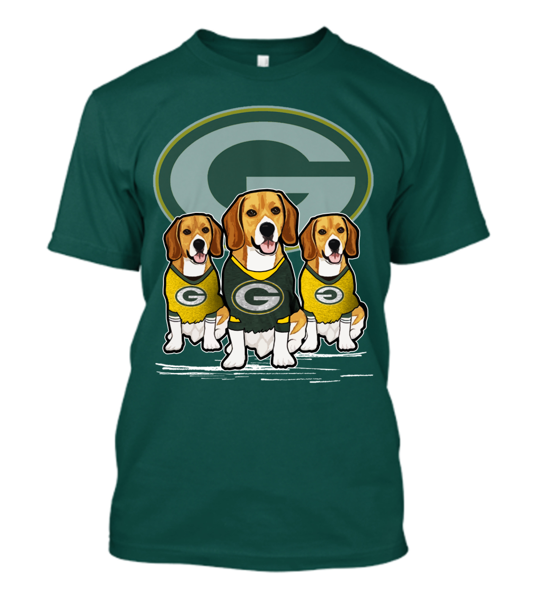 Green Bay Packers Dogs In Team Jerseys T-Shirt