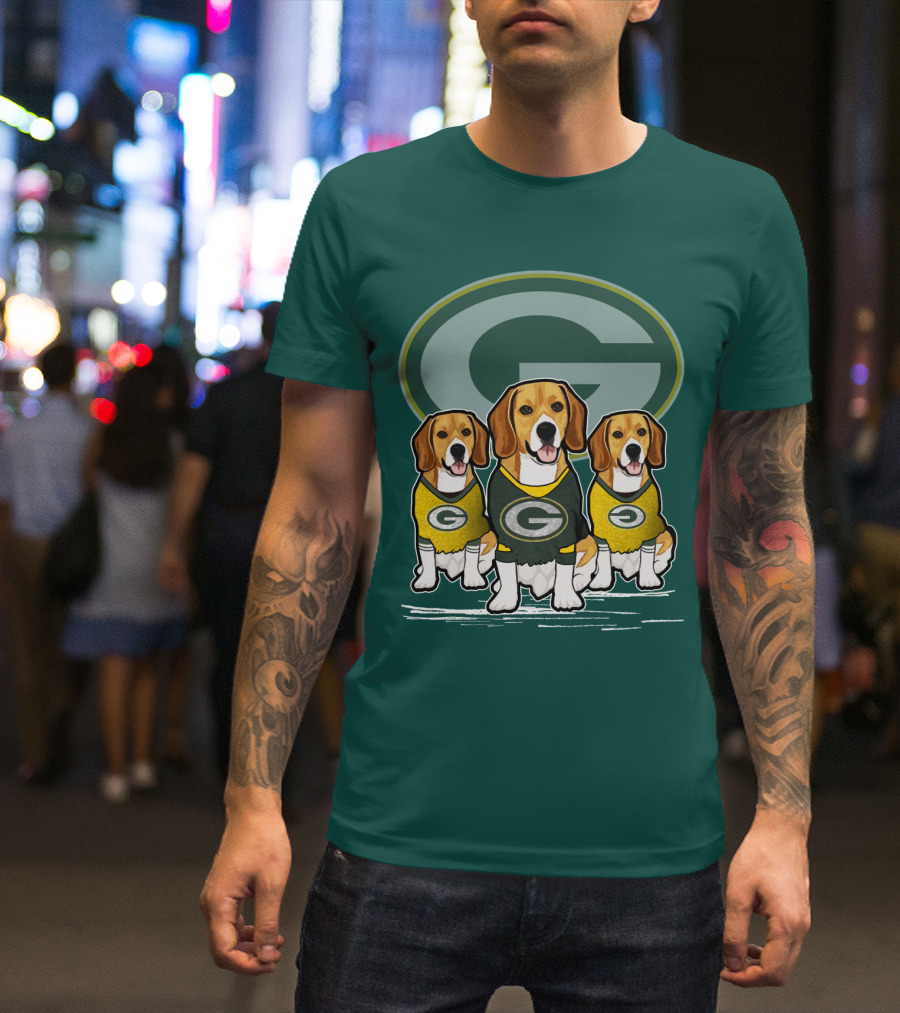 Green Bay Packers Dogs In Team Jerseys T-Shirt
