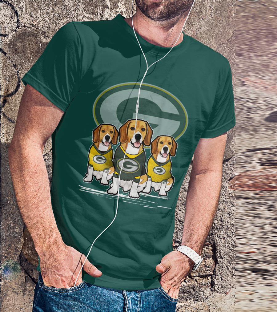 Green Bay Packers Dogs In Team Jerseys T-Shirt