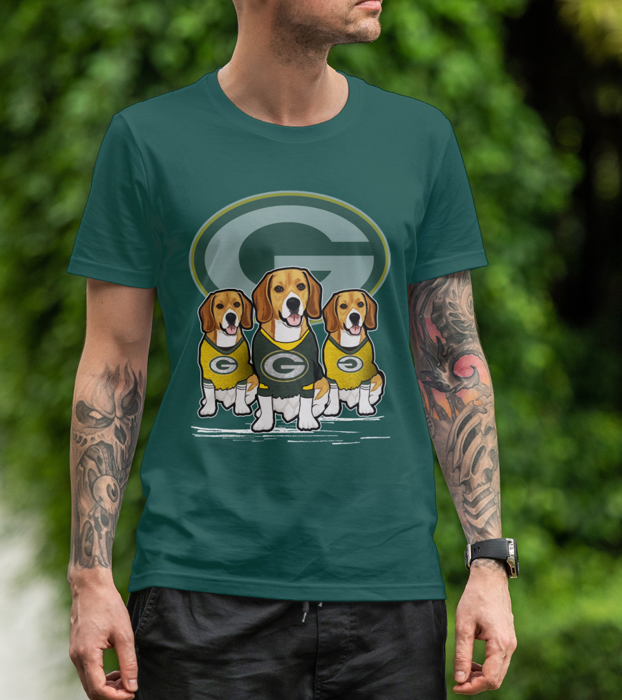 Green Bay Packers Dogs In Team Jerseys T-Shirt