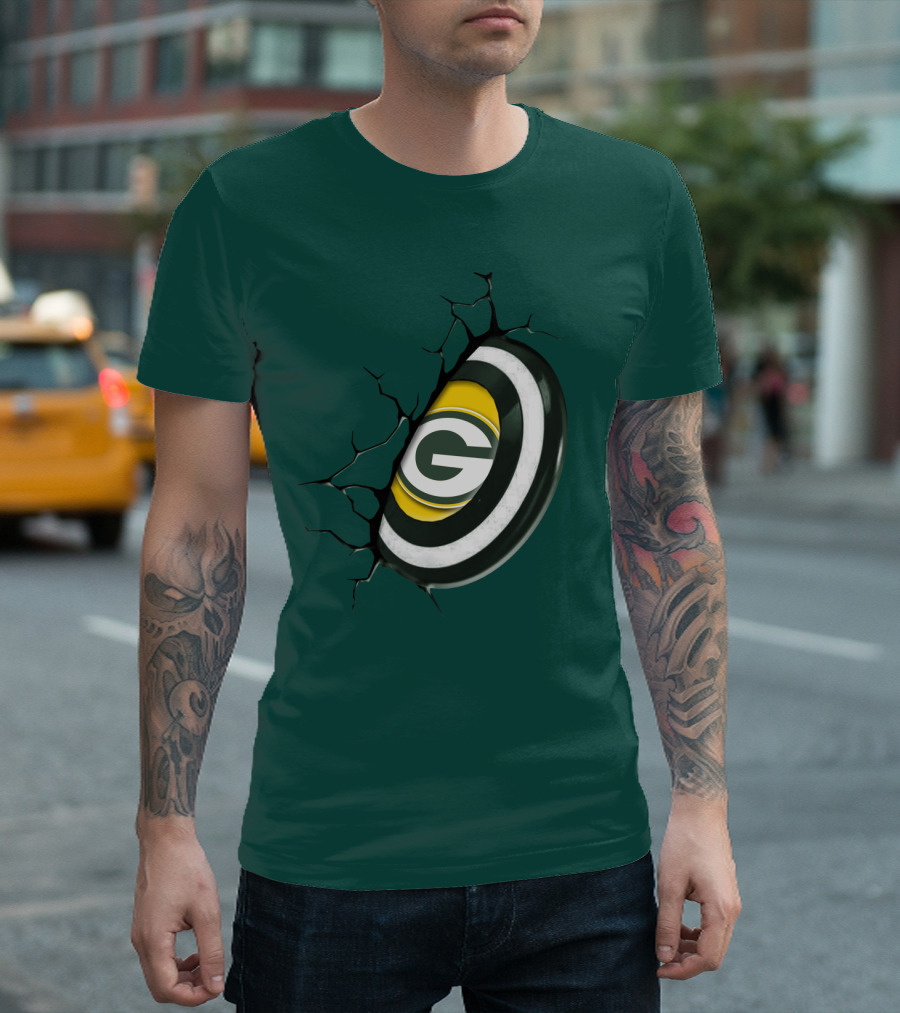 Green Bay Packers Cracked Logo Burst T-Shirt