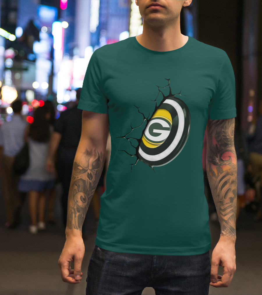 Green Bay Packers Cracked Logo Burst T-Shirt