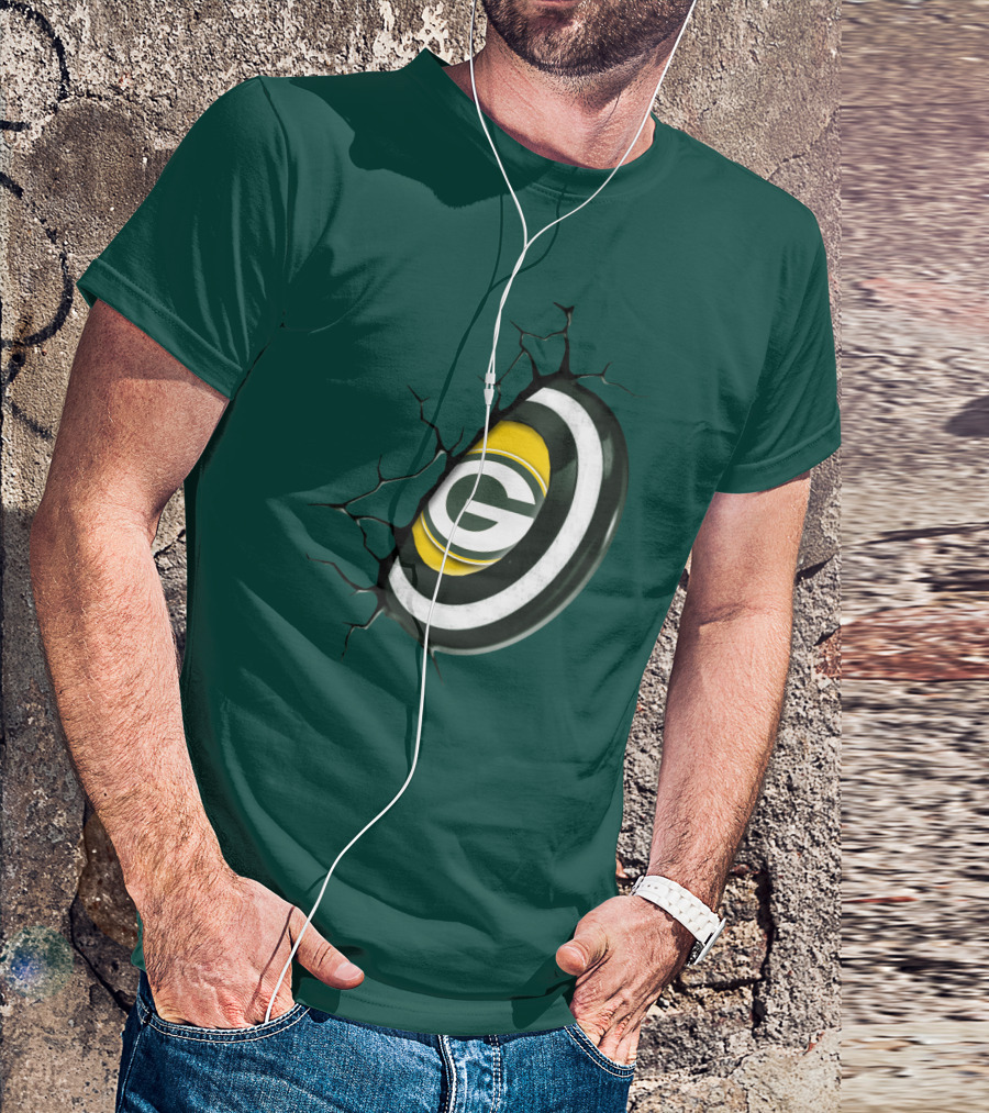 Green Bay Packers Cracked Logo Burst T-Shirt