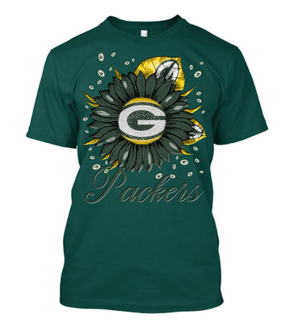 Green Bay Packers Sunflower Logo On Green T-Shirt