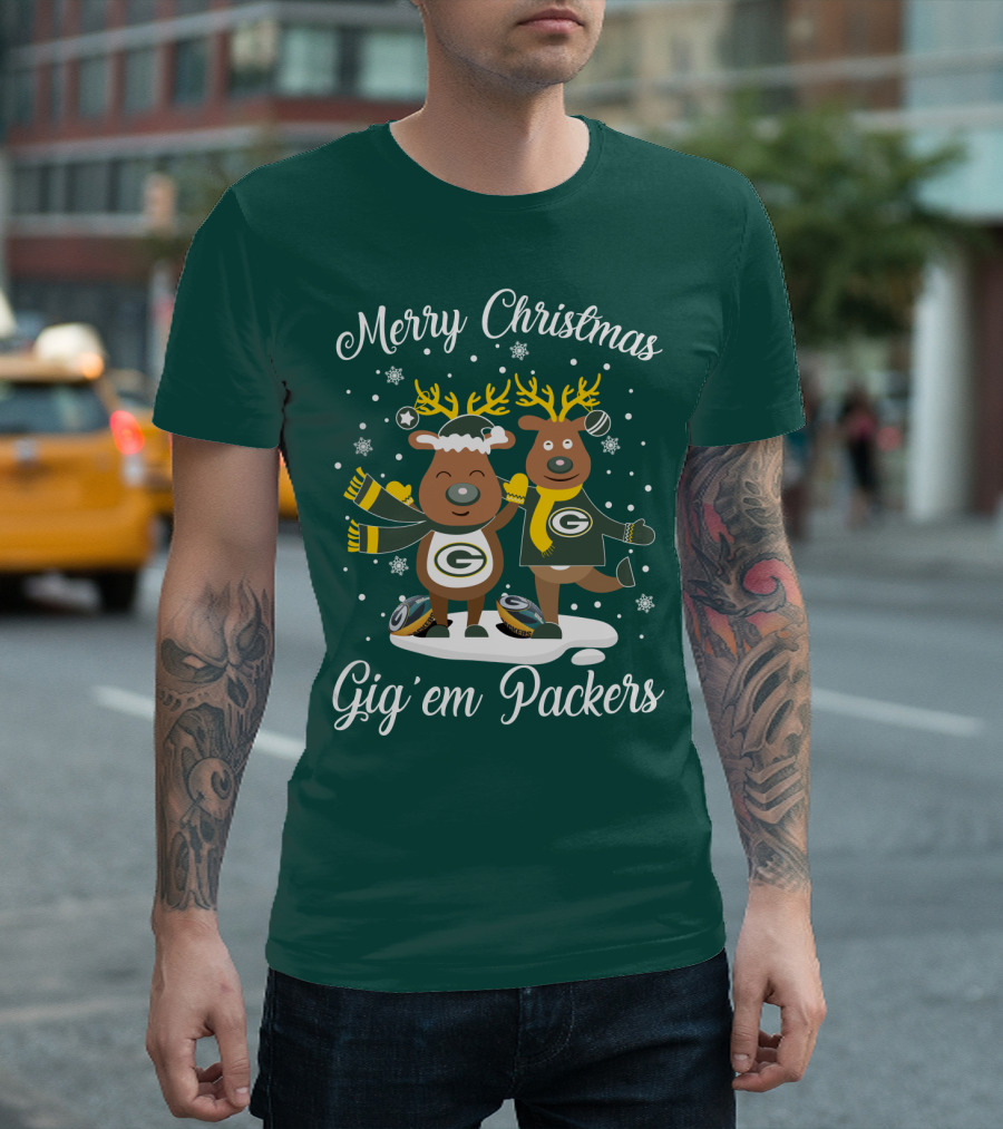 Merry Christmas Gig 'Em Green Bay Packers T-Shirt