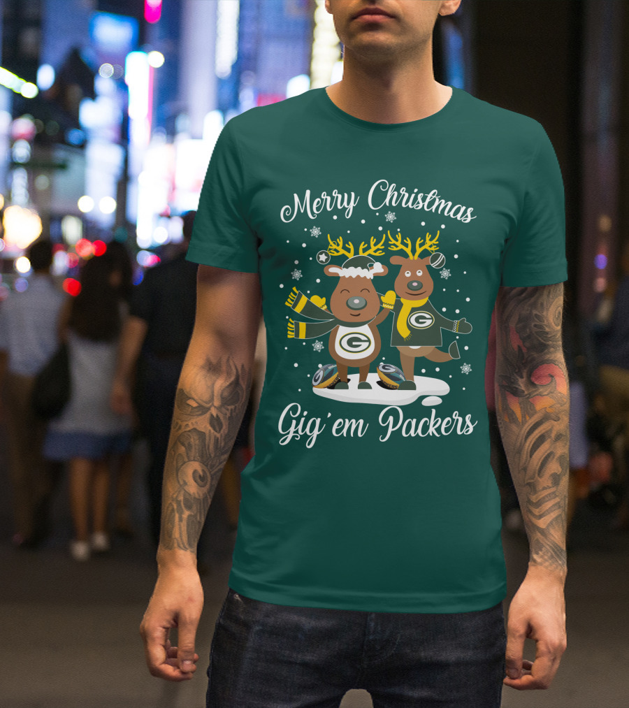 Merry Christmas Gig 'Em Green Bay Packers T-Shirt