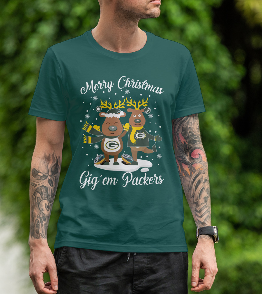 Merry Christmas Gig 'Em Green Bay Packers T-Shirt