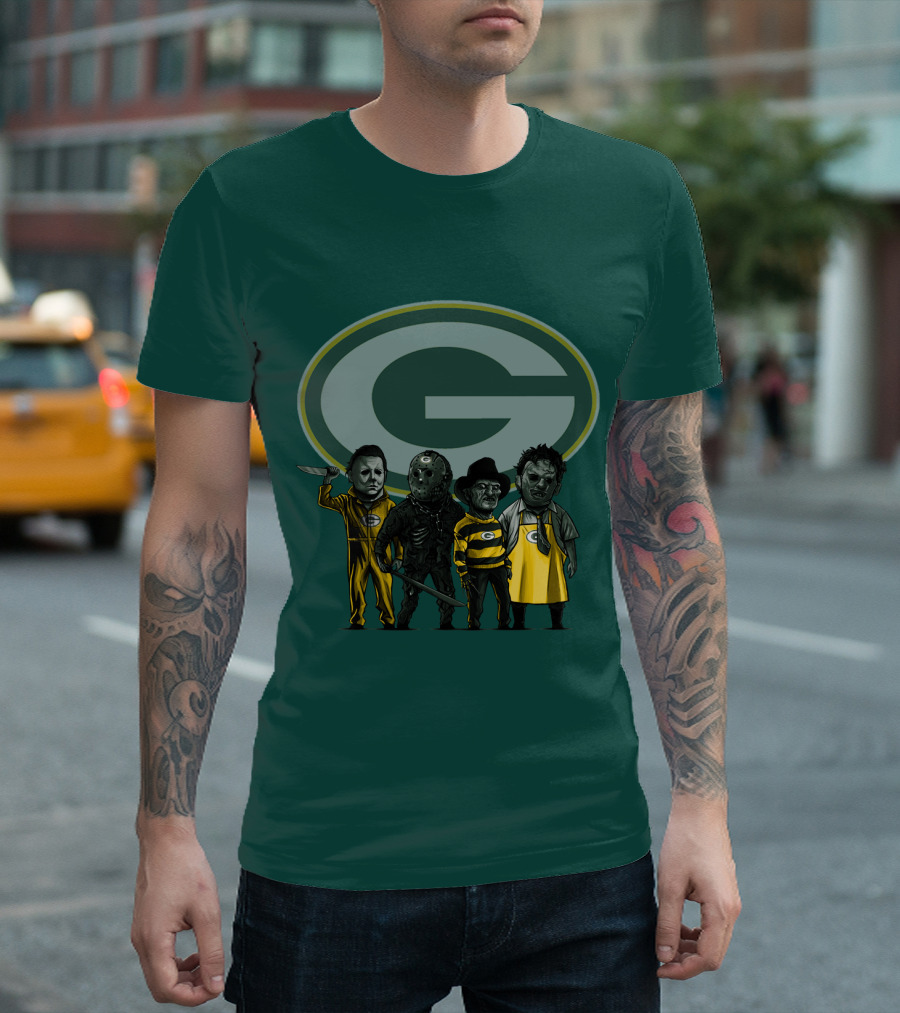 Green Bay Packers Horror Icons Characters T-Shirt