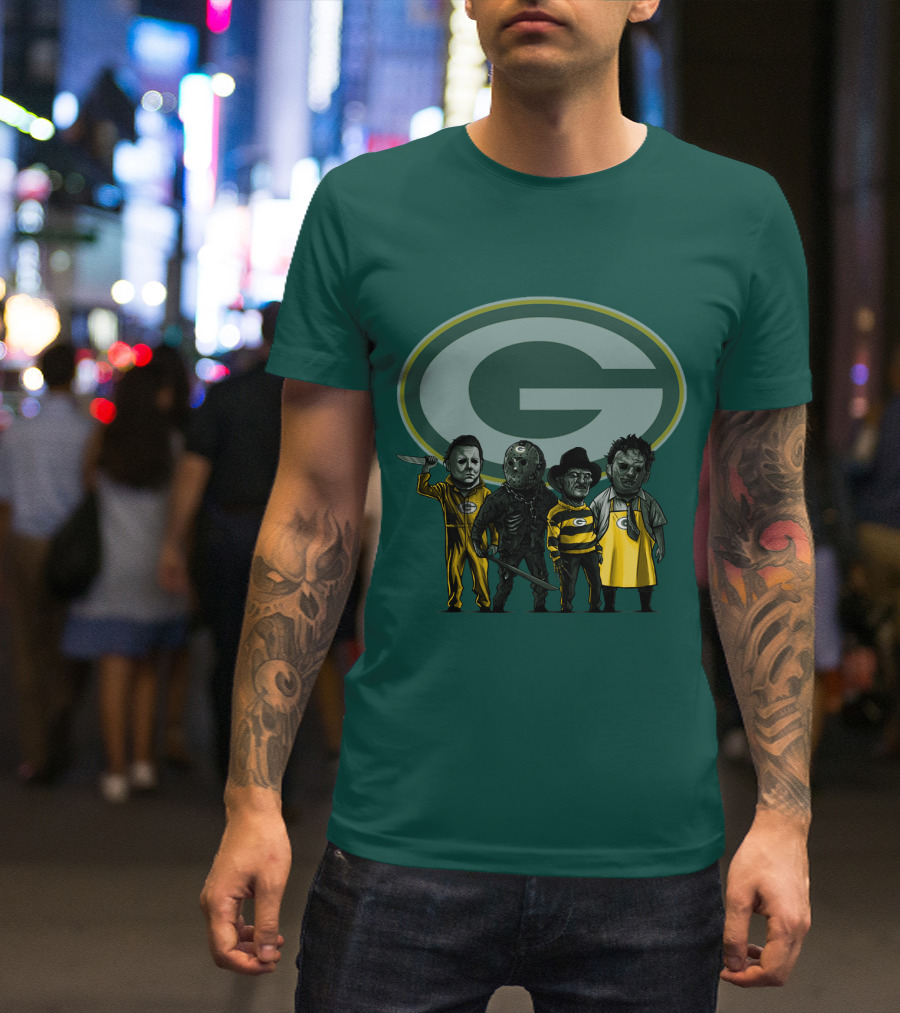 Green Bay Packers Horror Icons Characters T-Shirt