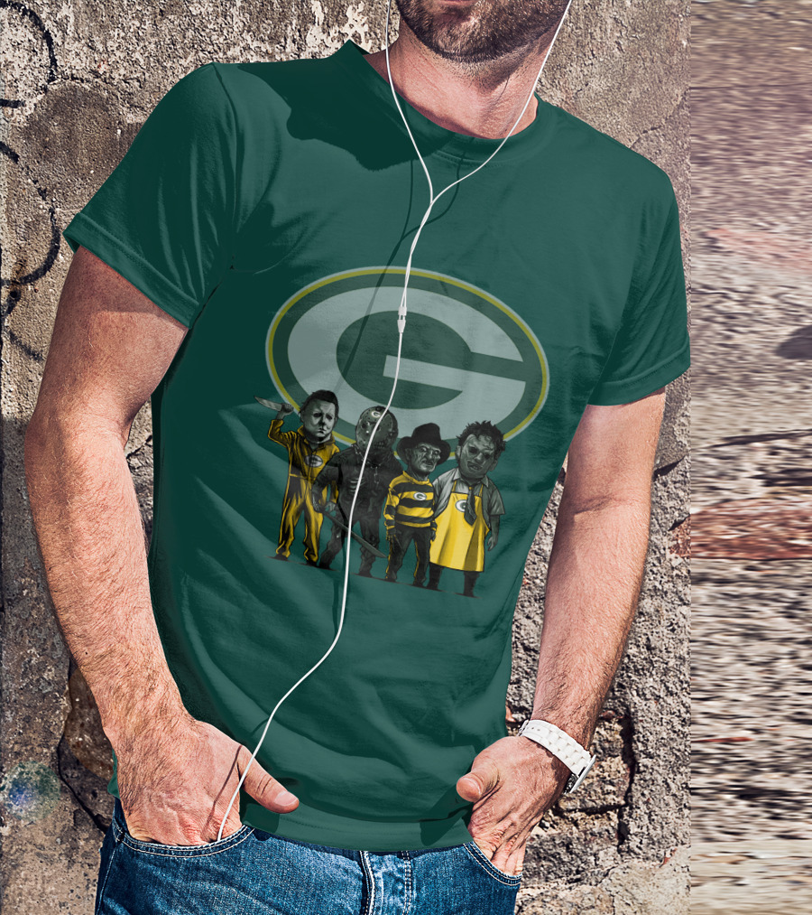 Green Bay Packers Horror Icons Characters T-Shirt