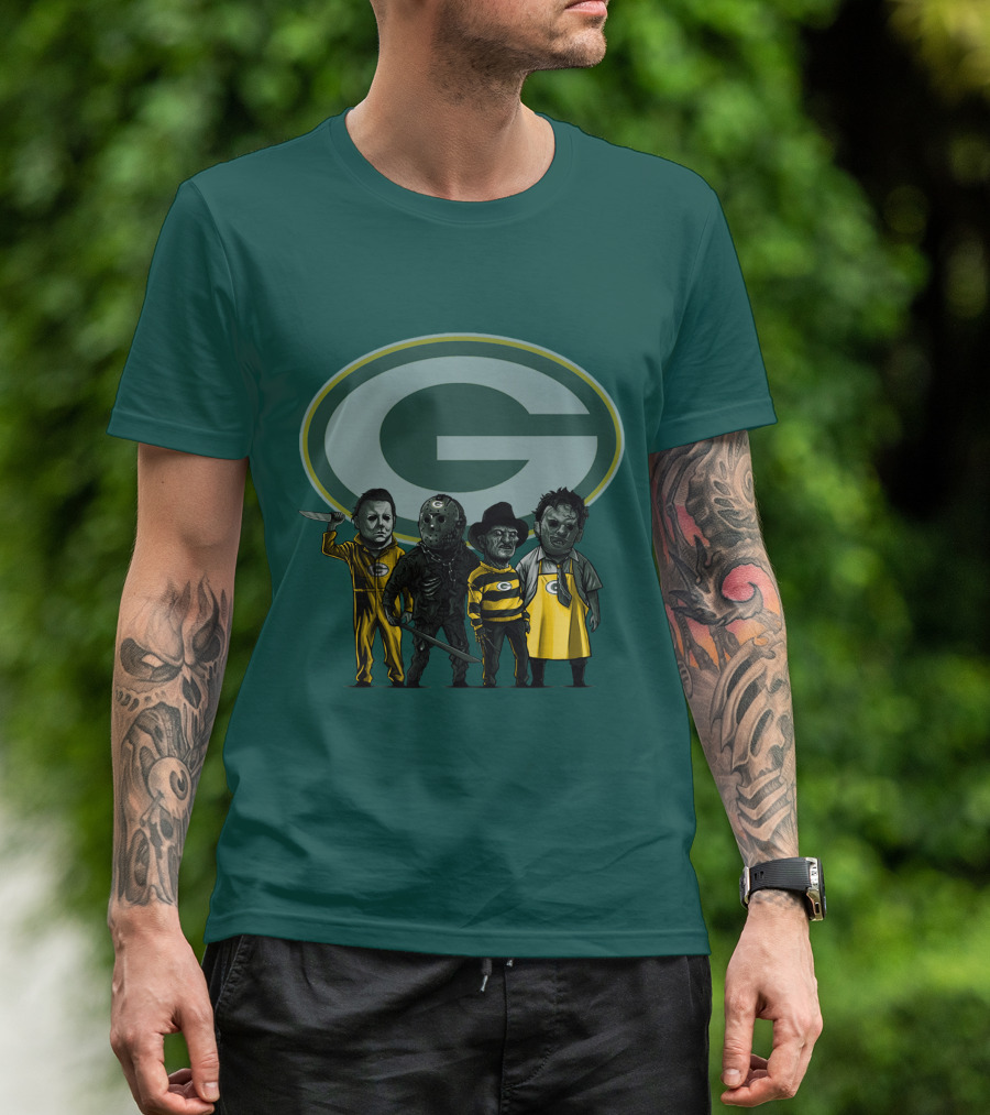 Green Bay Packers Horror Icons Characters T-Shirt