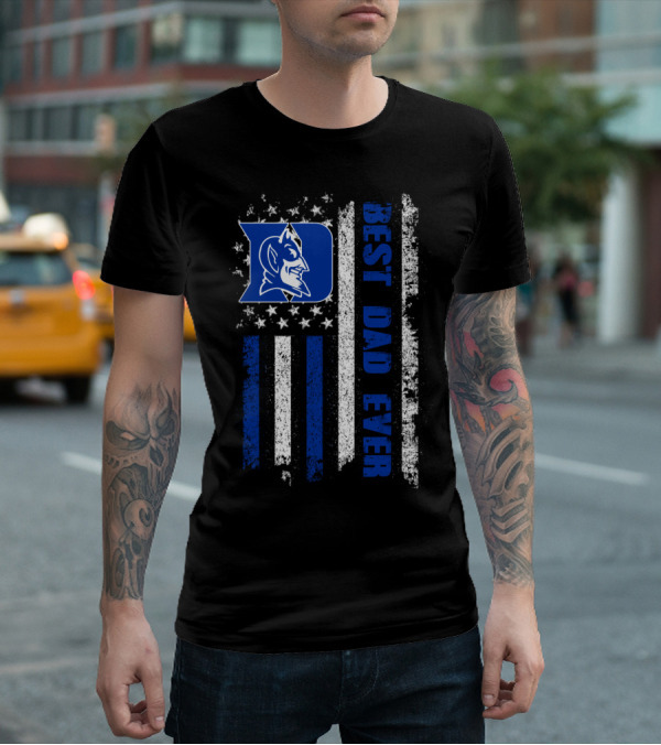 Duke Blue Devils Best Dad Ever American Flag T-Shirt