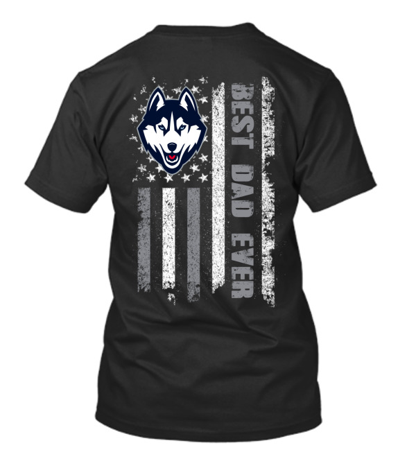 Best Dad Ever Husky American Flag Evd 096 T-Shirt