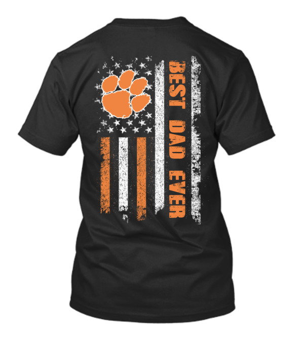 Best Dad Ever American Flag Paw Orange Stripes T-Shirt