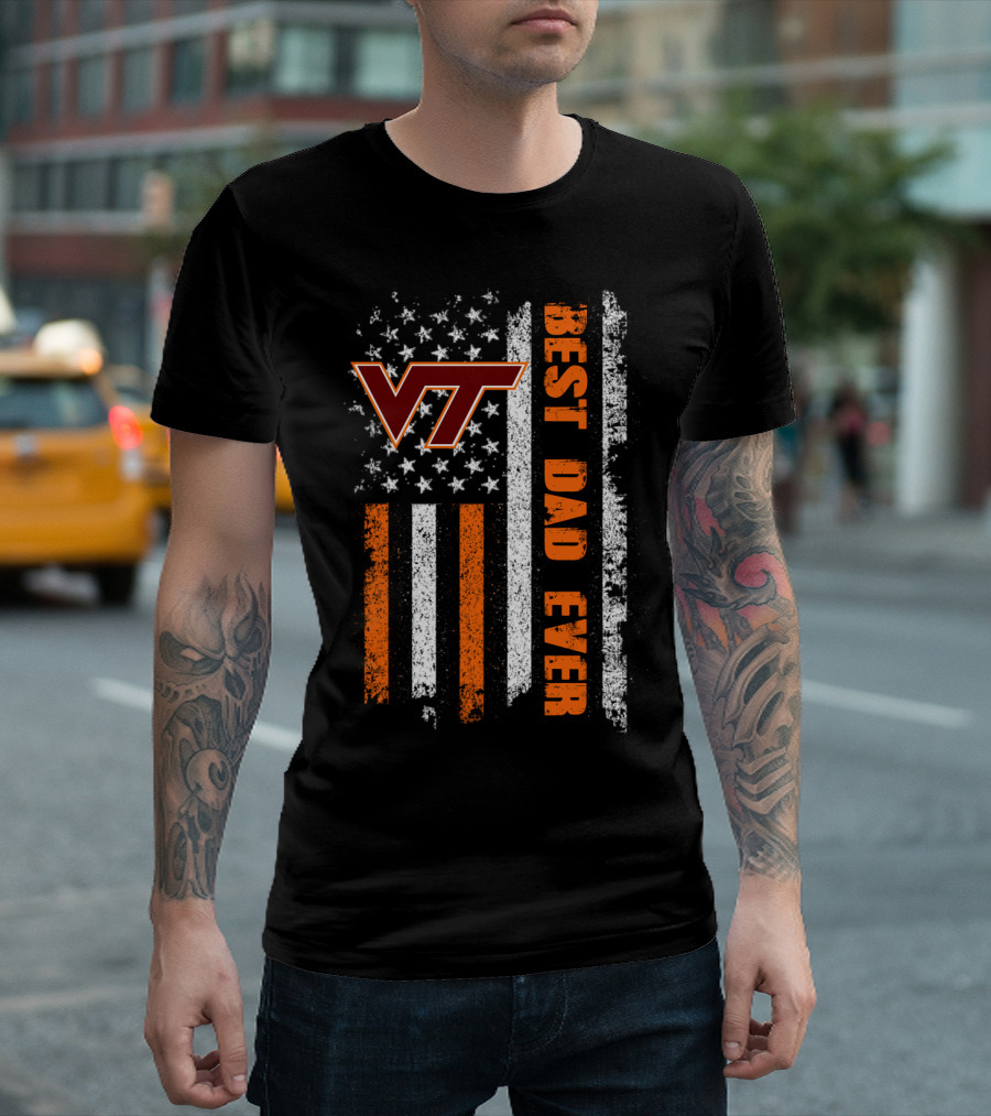 Vt Best Dad Ever American Flag T-Shirt