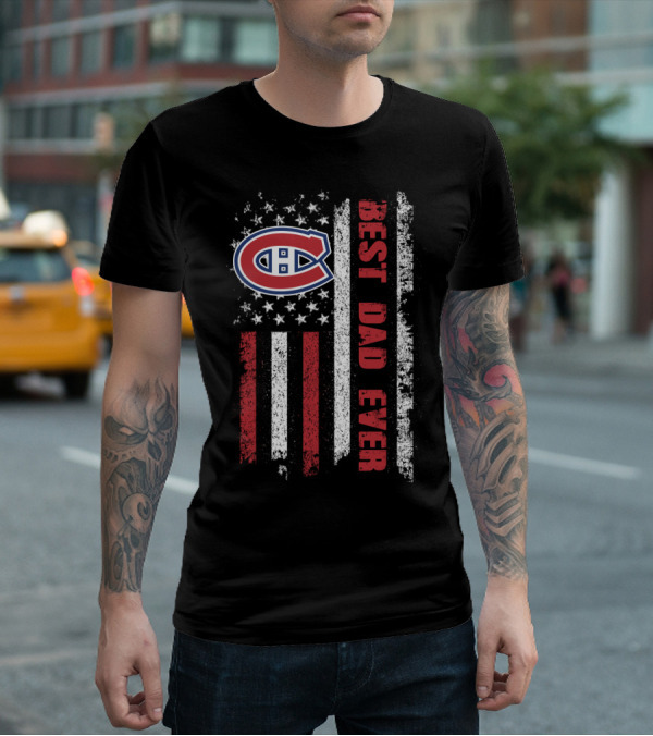 Montreal Canadiens Best Dad Ever Usa Flag T-Shirt