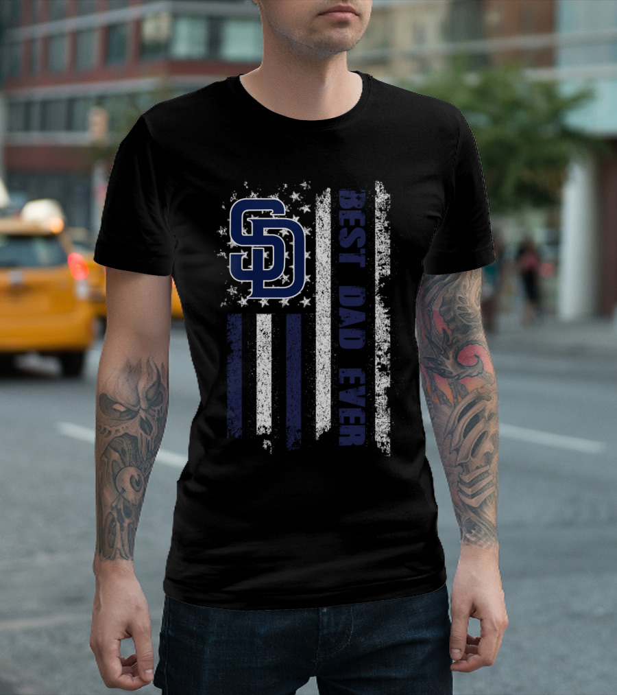 Sd Best Dad Ever American Flag T-Shirt