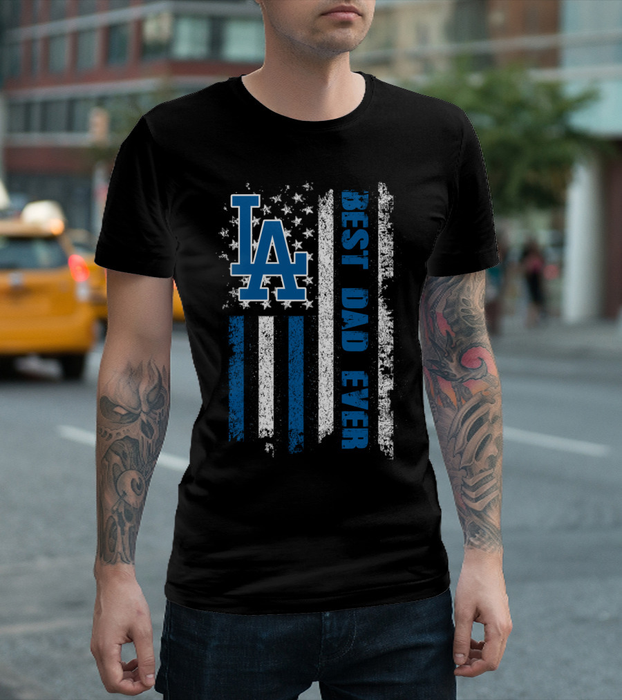 La Best Dad Ever American Flag Evd T-Shirt