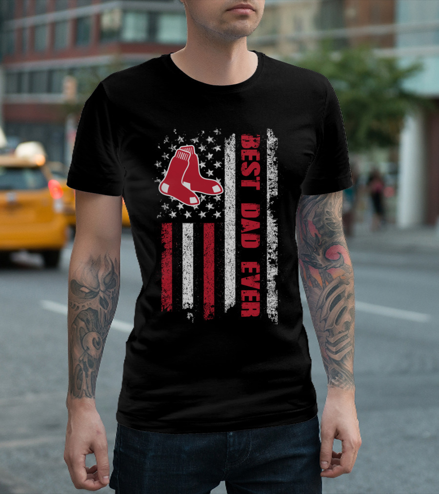 Boston Red Sox Best Dad Ever Patriotic Flag T-Shirt