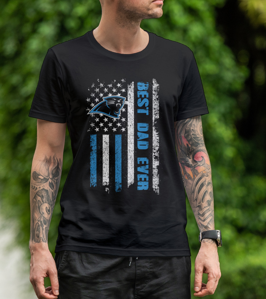 Carolina Panthers Best Dad Ever American Flag T-Shirt