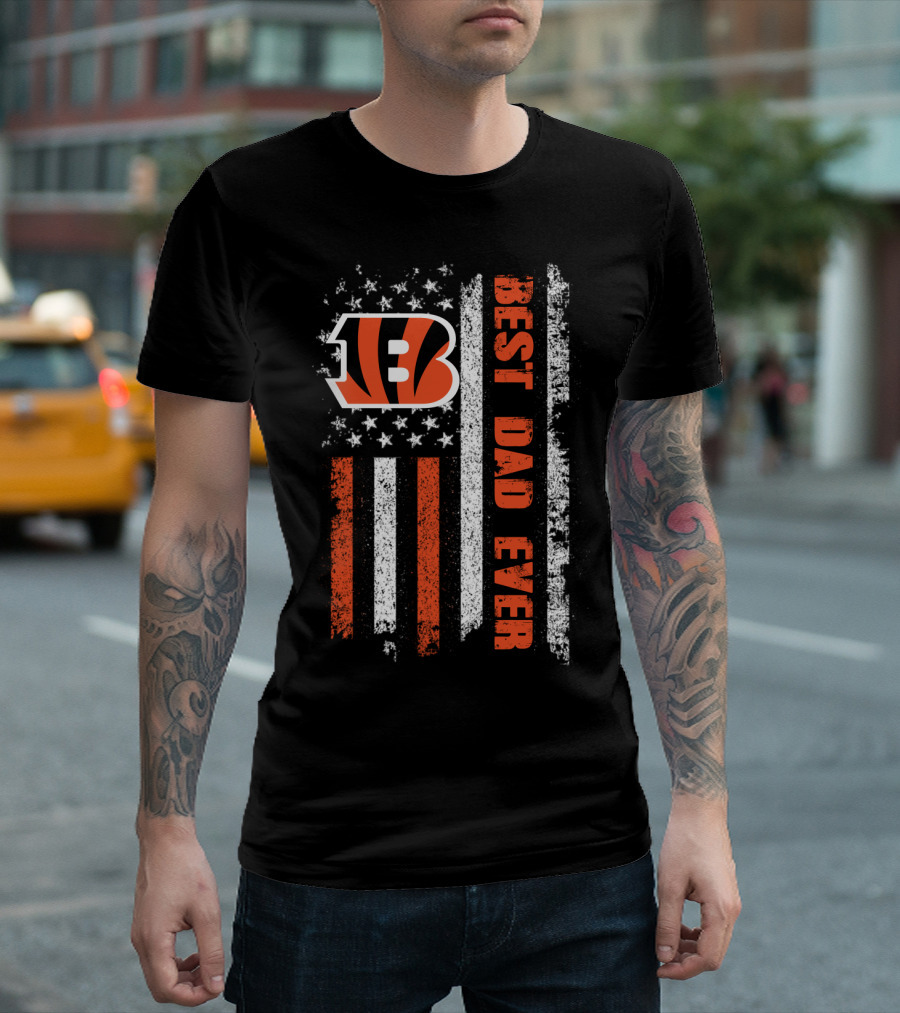 Bengals Best Dad Ever American Flag Evd T-Shirt