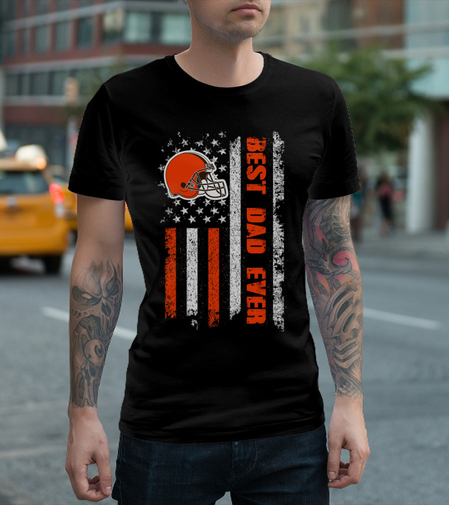 Cleveland Browns Best Dad Ever American Flag Evd 120 T-Shirt