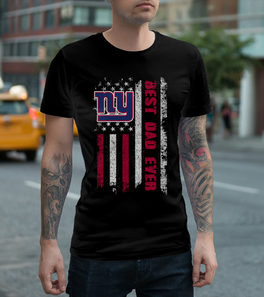 Ny Giants Best Dad Ever Stars And Stripes Evd 124 T-Shirt