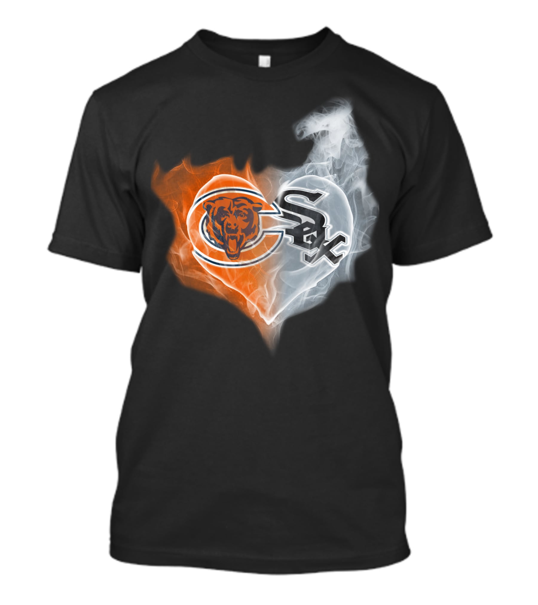 Chicago Bears And White Sox Logos United In Heart-Shaped Smoke T-Shirt