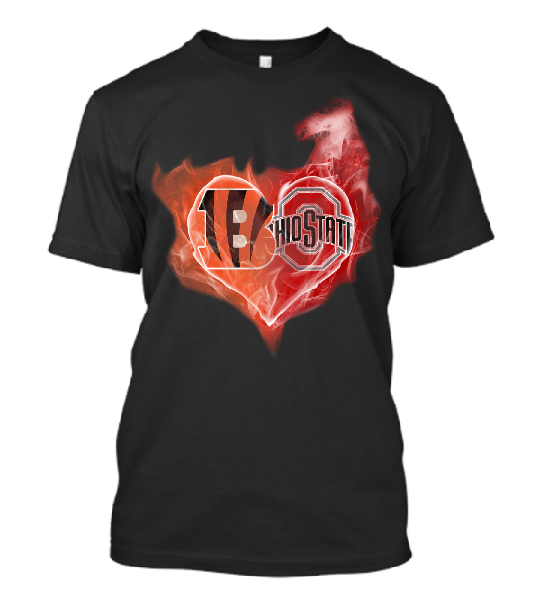 Cincinnati Bengals Ohio State Buckeyes Fire Heart T-Shirt