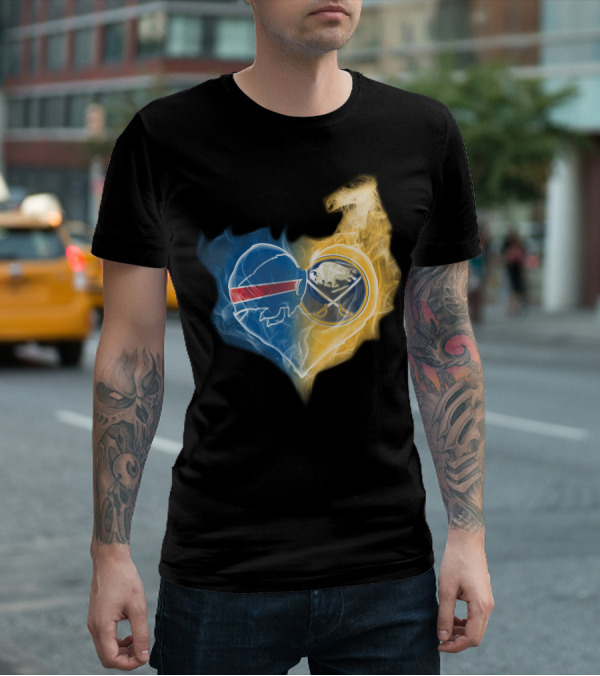 Buffalo Bills Sabres Heart Combination T-Shirt