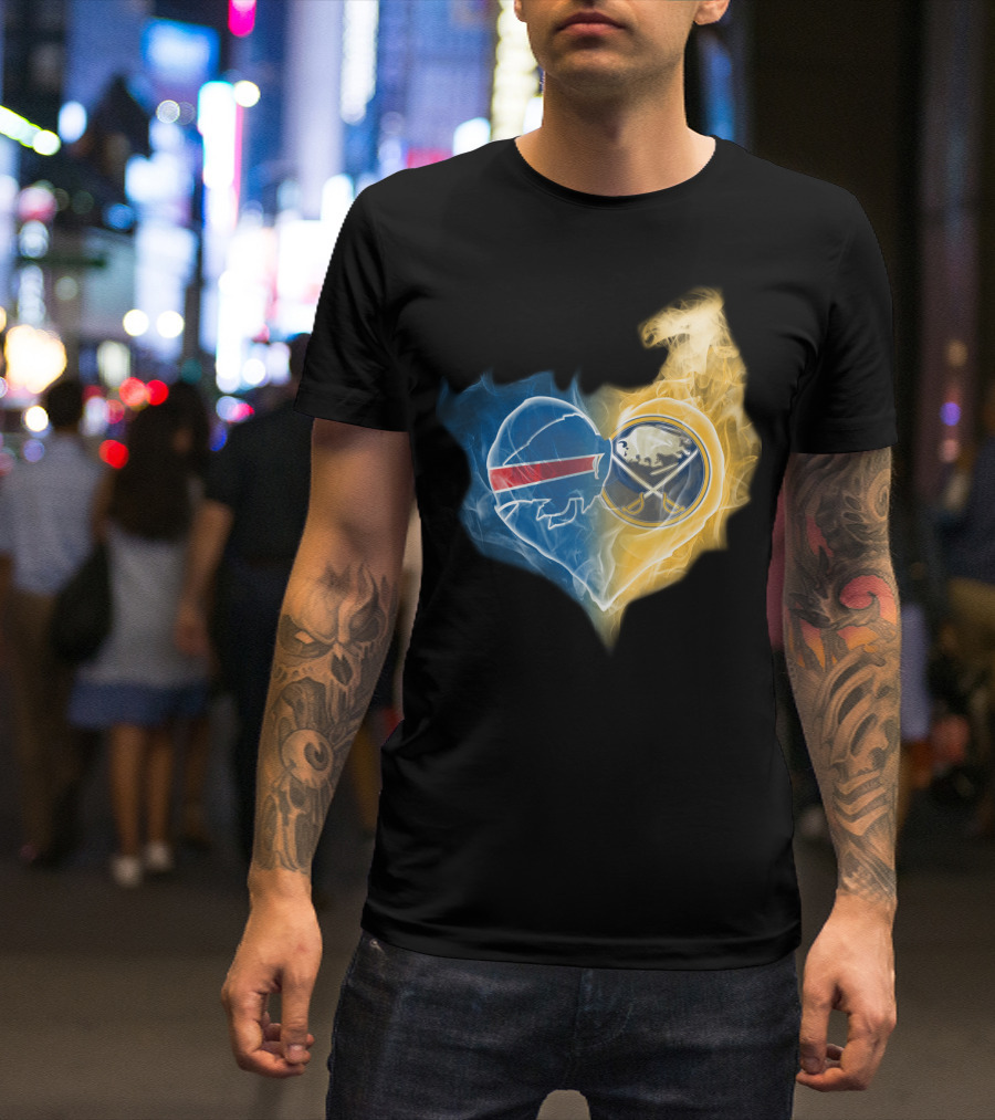 Buffalo Bills Sabres Heart Combination T-Shirt