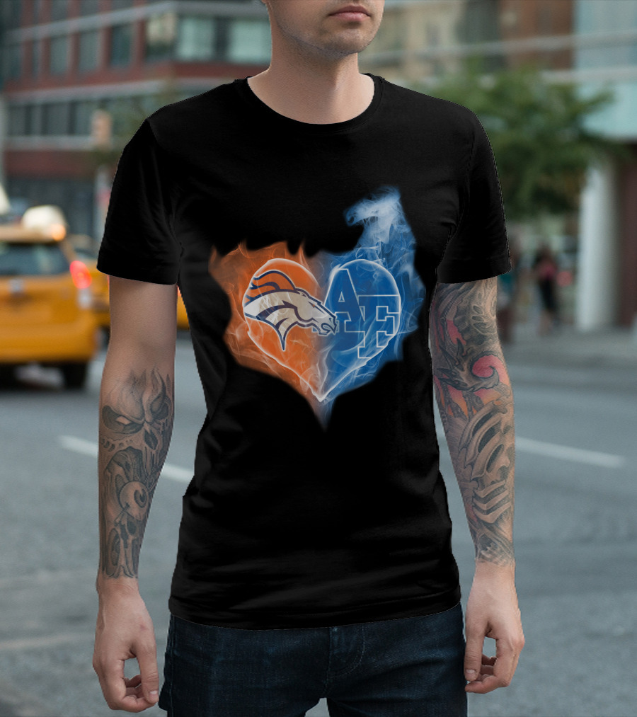 Denver Broncos And Air Force Falcons Heart T-Shirt