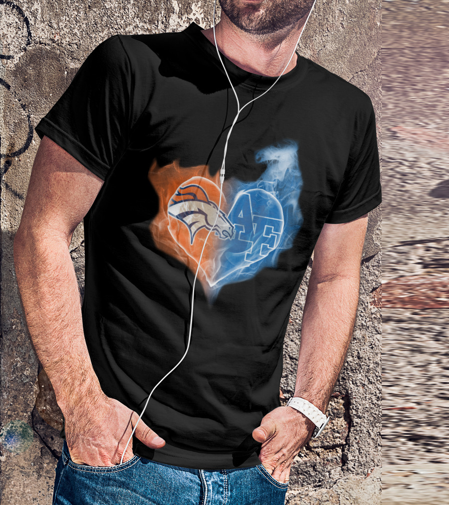 Denver Broncos And Air Force Falcons Heart T-Shirt