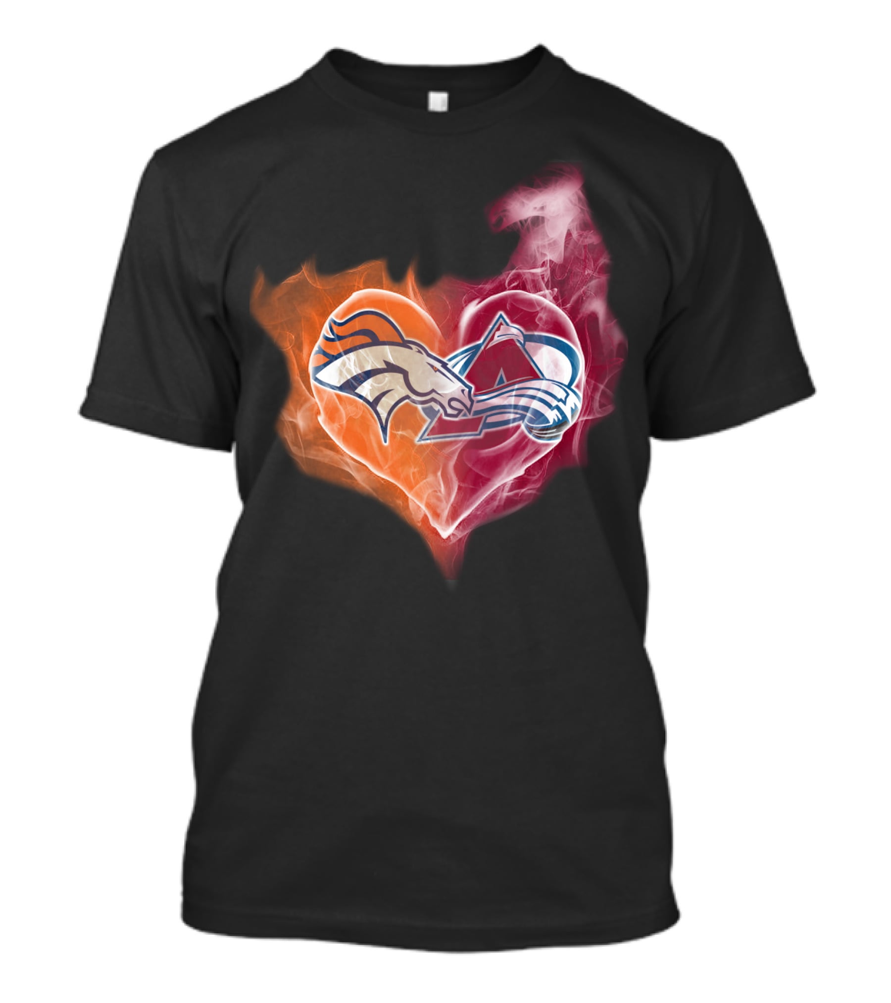 Broncos Avalanche Heart Smoke Emblem T-Shirt