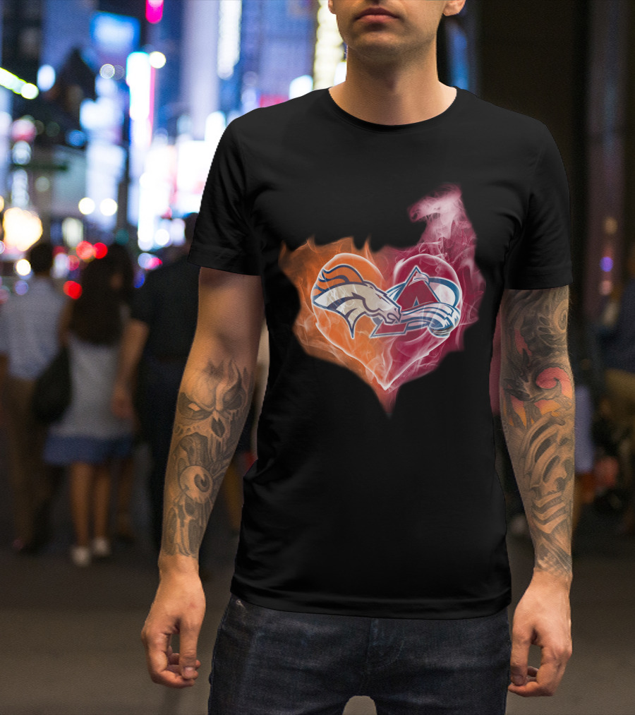 Broncos Avalanche Heart Smoke Emblem T-Shirt