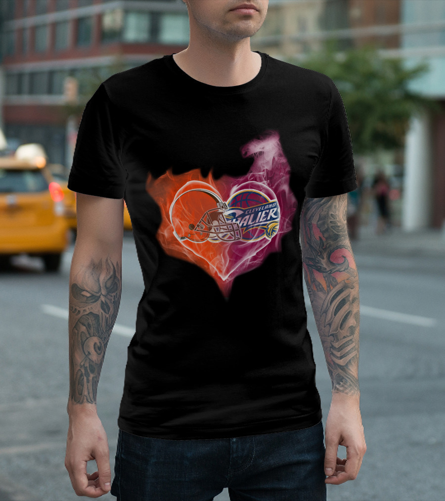 Cleveland Cavaliers Heart With Football Helmet T-Shirt
