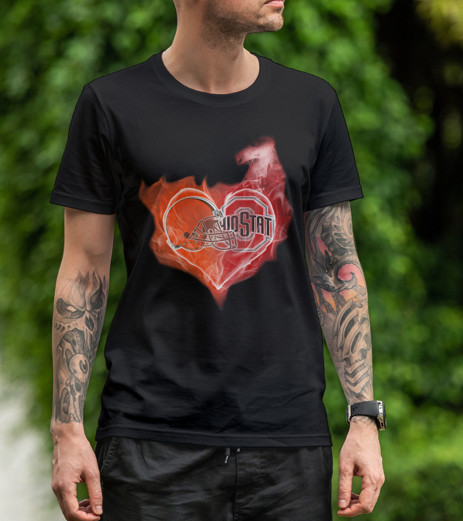 Ohio State Helmet Heart T-Shirt