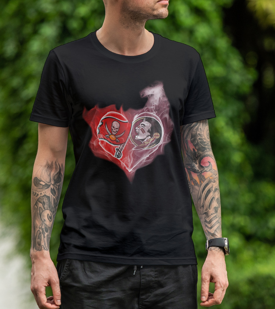 Tampa Bay Buccaneers And Florida State Seminoles Heart T-Shirt