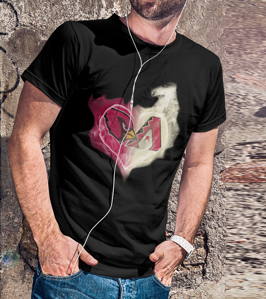 Arizona Cardinals Diamondbacks Smoke Heart T-Shirt