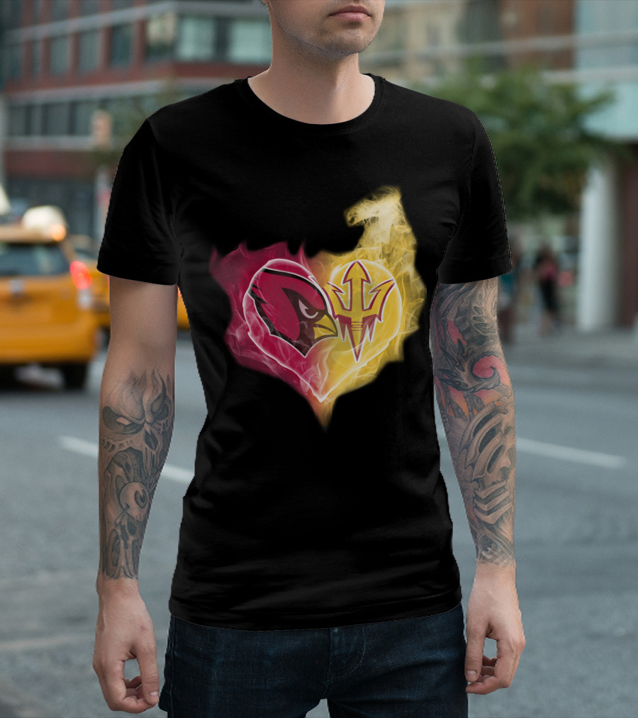 Arizona Cardinals Arizona State Sun Devils Heart Fusion T-Shirt