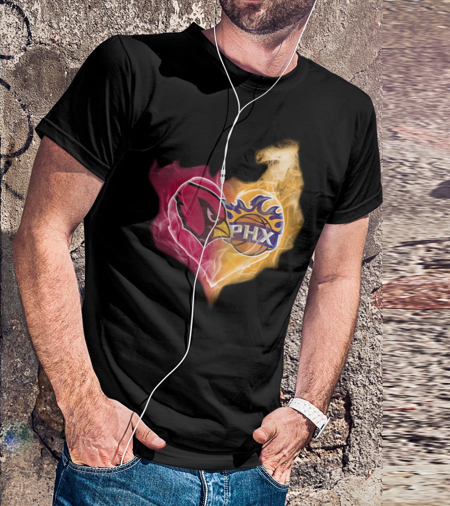 Arizona Cardinals Phoenix Suns Flame Heart T-Shirt