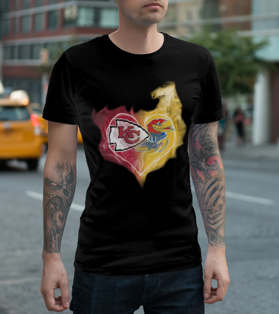 Kansas City Chiefs Ku Jayhawks Heart Smoke T-Shirt