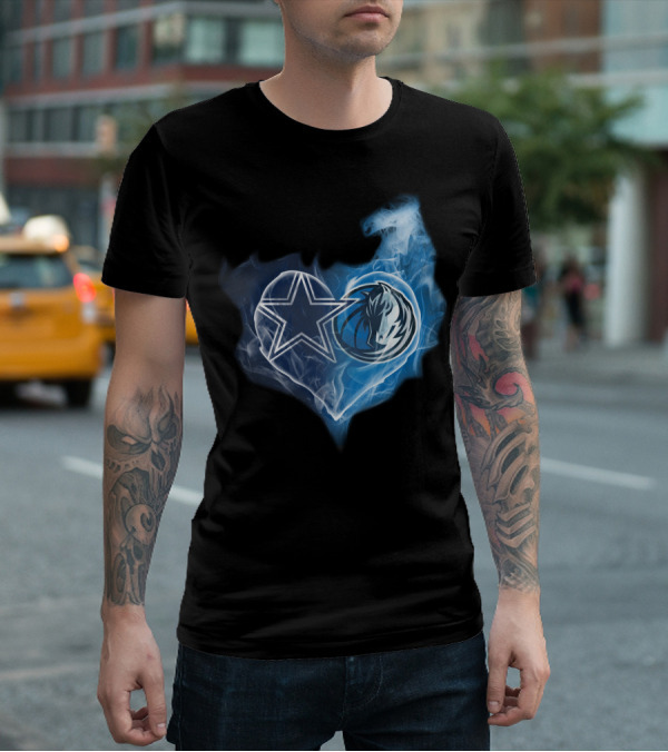 Dallas Cowboys And Dallas Mavericks Heart T-Shirt