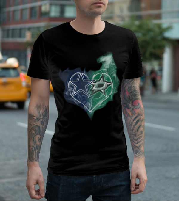 Dallas Cowboys Dallas Stars Heart T-Shirt