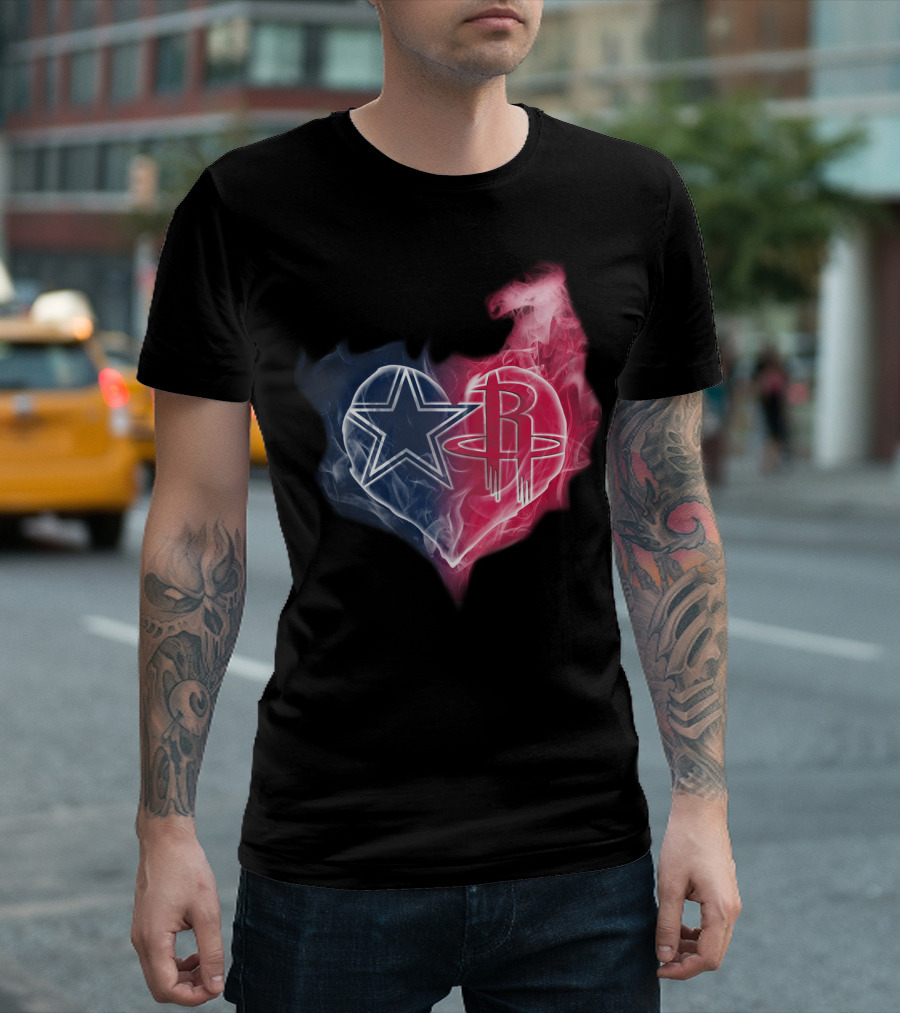 Dallas Cowboys Houston Rockets Heart Fusion T-Shirt