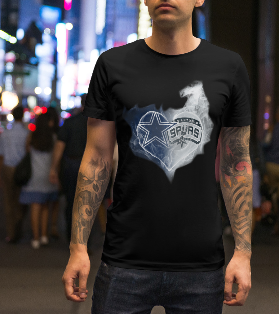 Dallas Cowboys San Antonio Spurs Heart Smoke T-Shirt